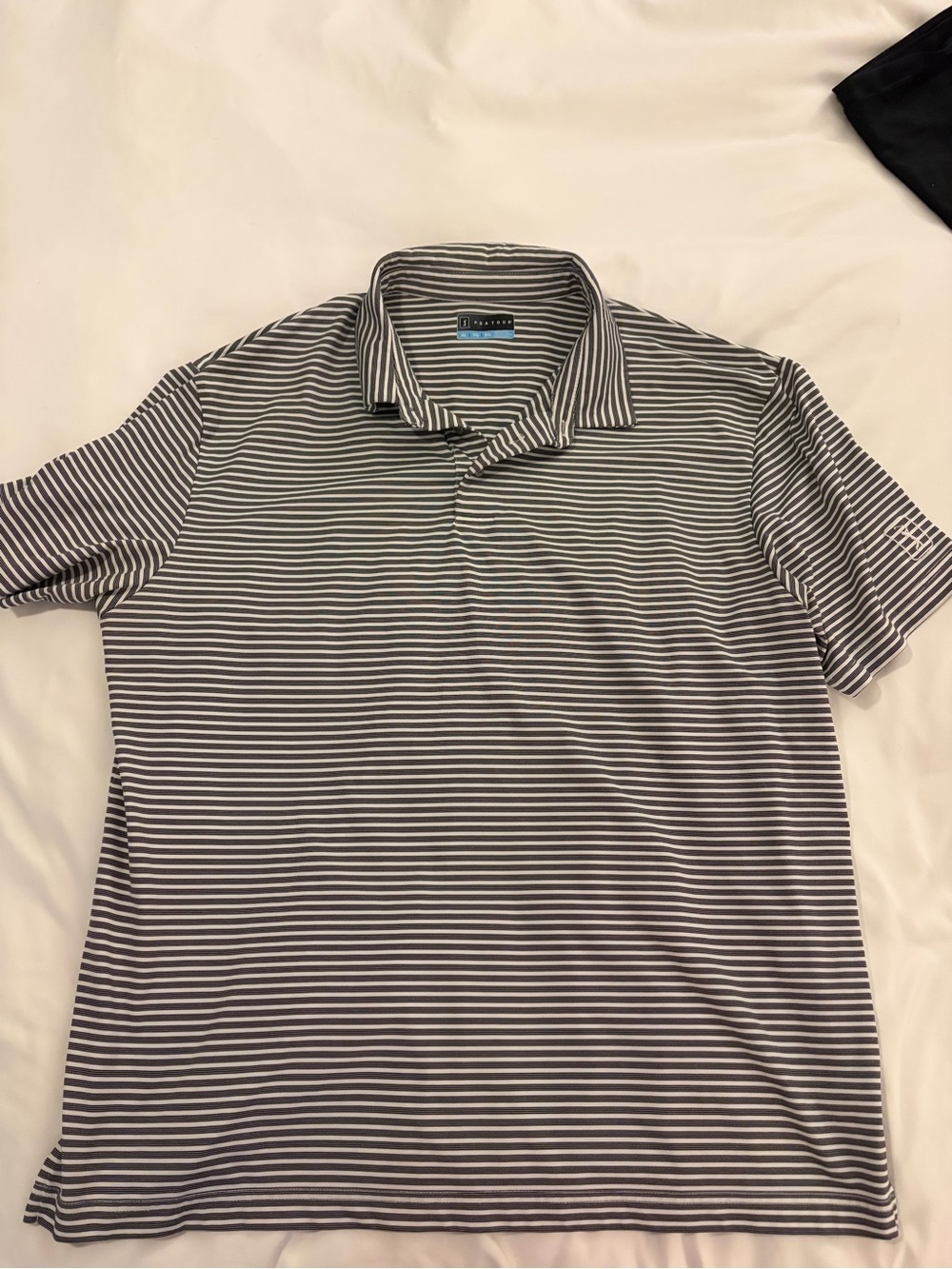 PGA Tour Men's Black White Striped Performance Golf Polo Shirt